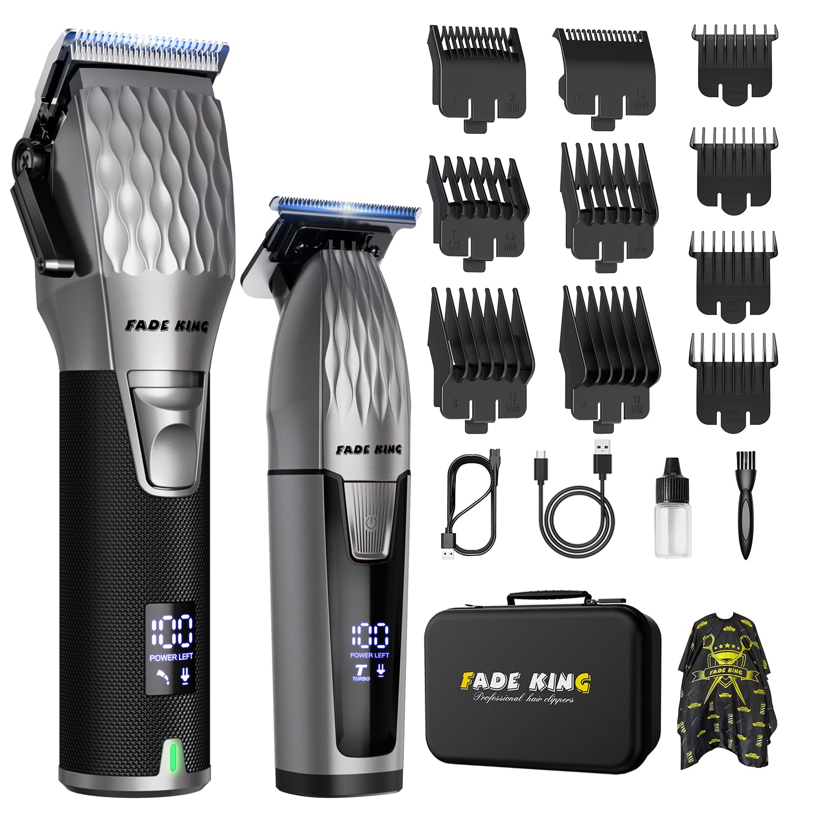 FADEKING cordless hair clippers front view for precise home barbering results