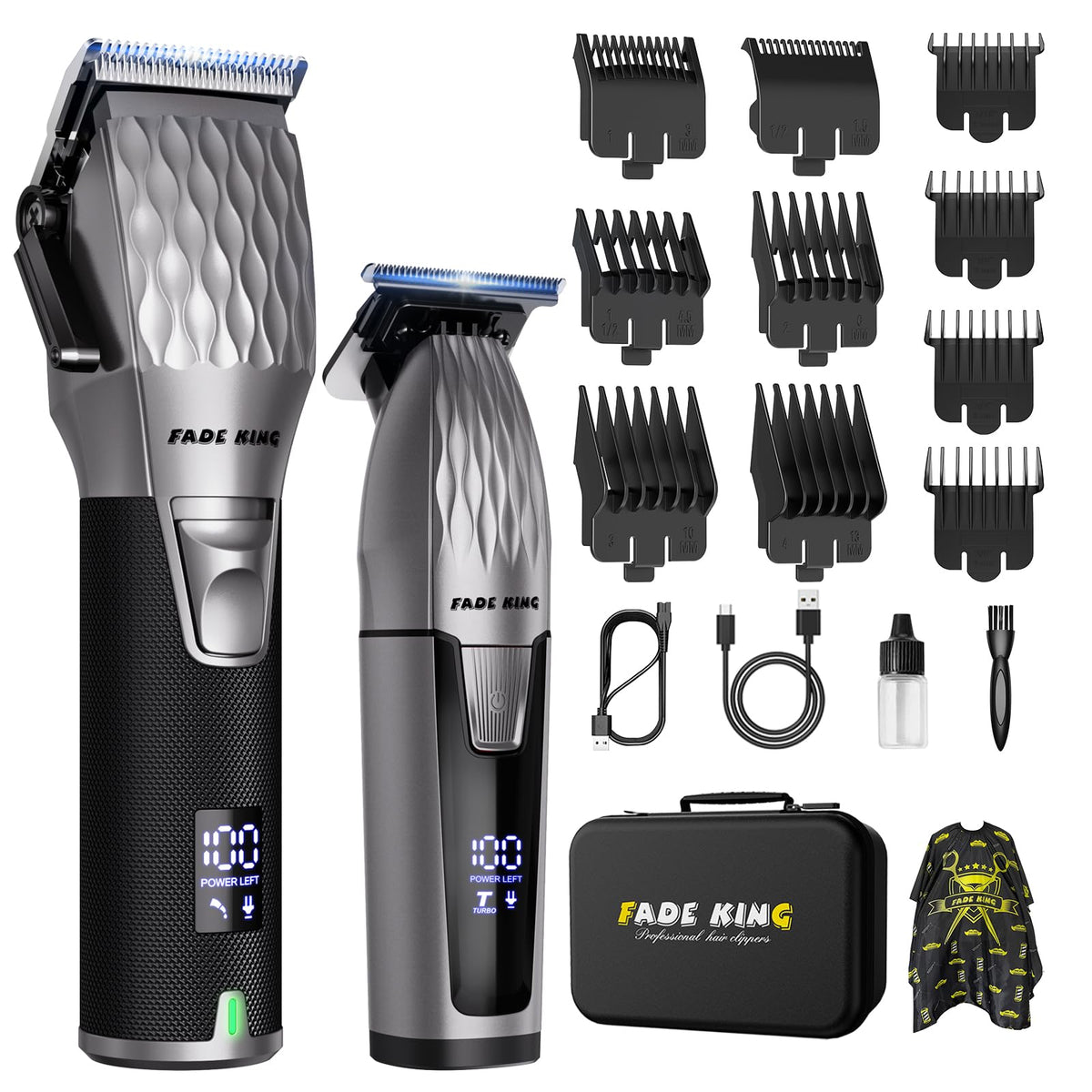 FADEKING cordless hair clippers front view for precise home barbering results