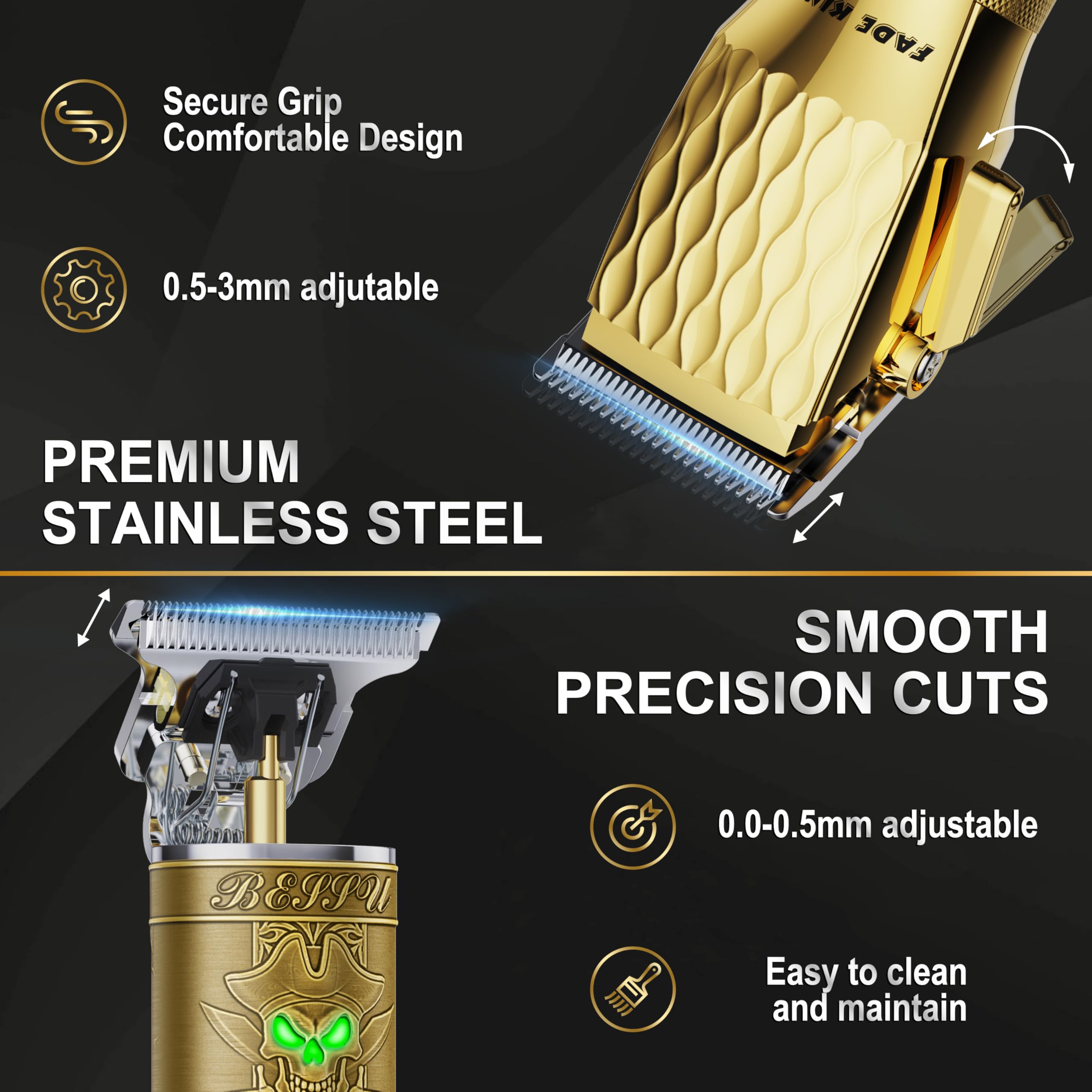 FADEKING cordless hair clippers offering long battery life for extended grooming