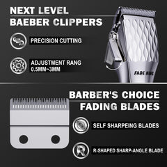 FADEKING hair clippers LCD display shows battery life for planning grooming sessions.