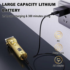 FADEKING rechargeable hair beard trimmer in gold delivers long-lasting power for extended grooming.