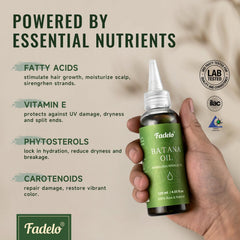 Fadelo Batana Oil drop on hand shows scalp-friendly nourishment and shine