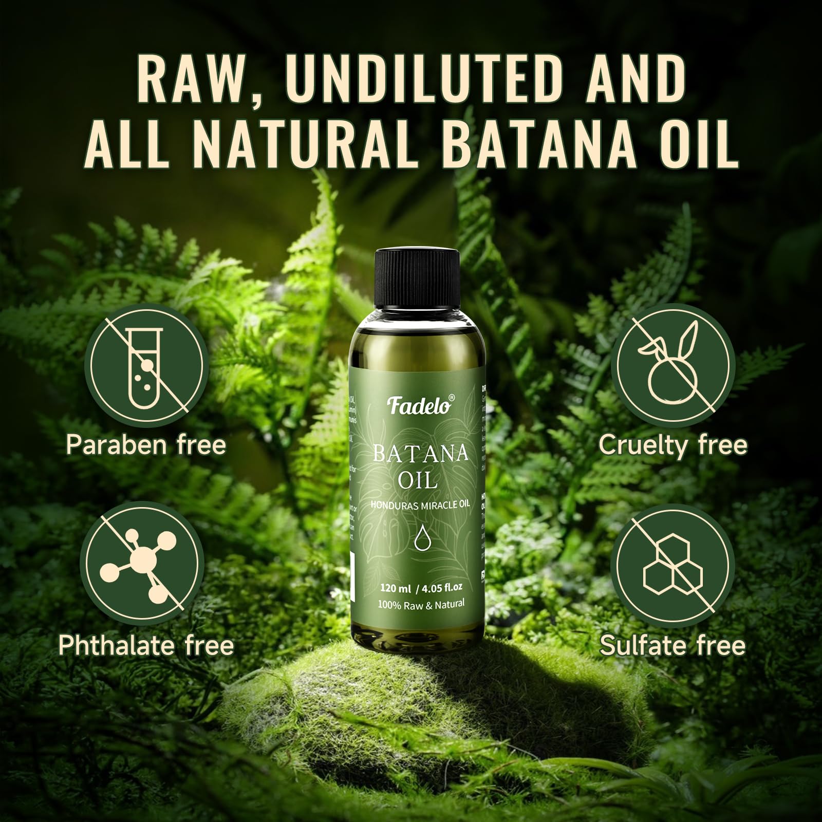 Fadelo Batana Oil seeds illustration highlighting omega-rich formula for follicle health