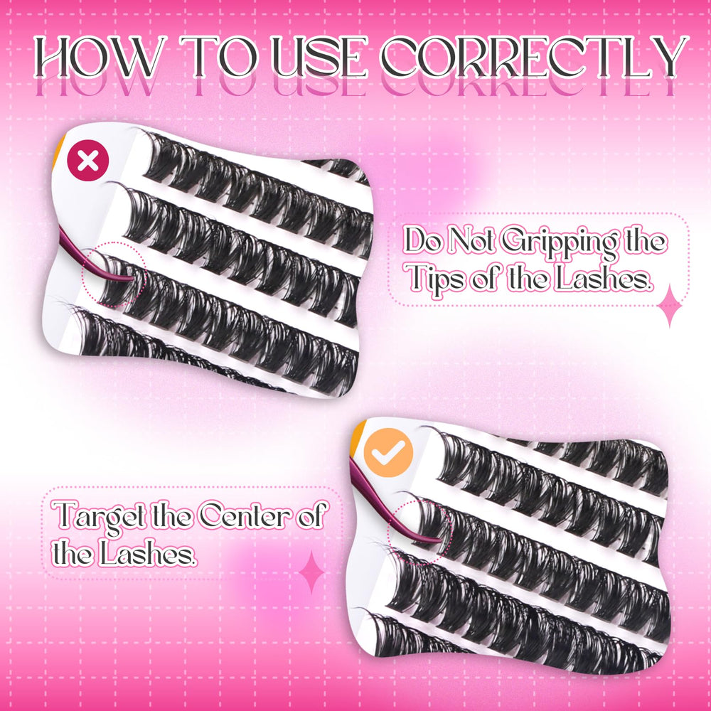 FADLASH cluster lashes application with tweezers for precise placement