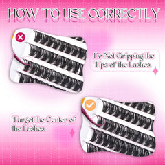 FADLASH cluster lashes application with tweezers for precise placement