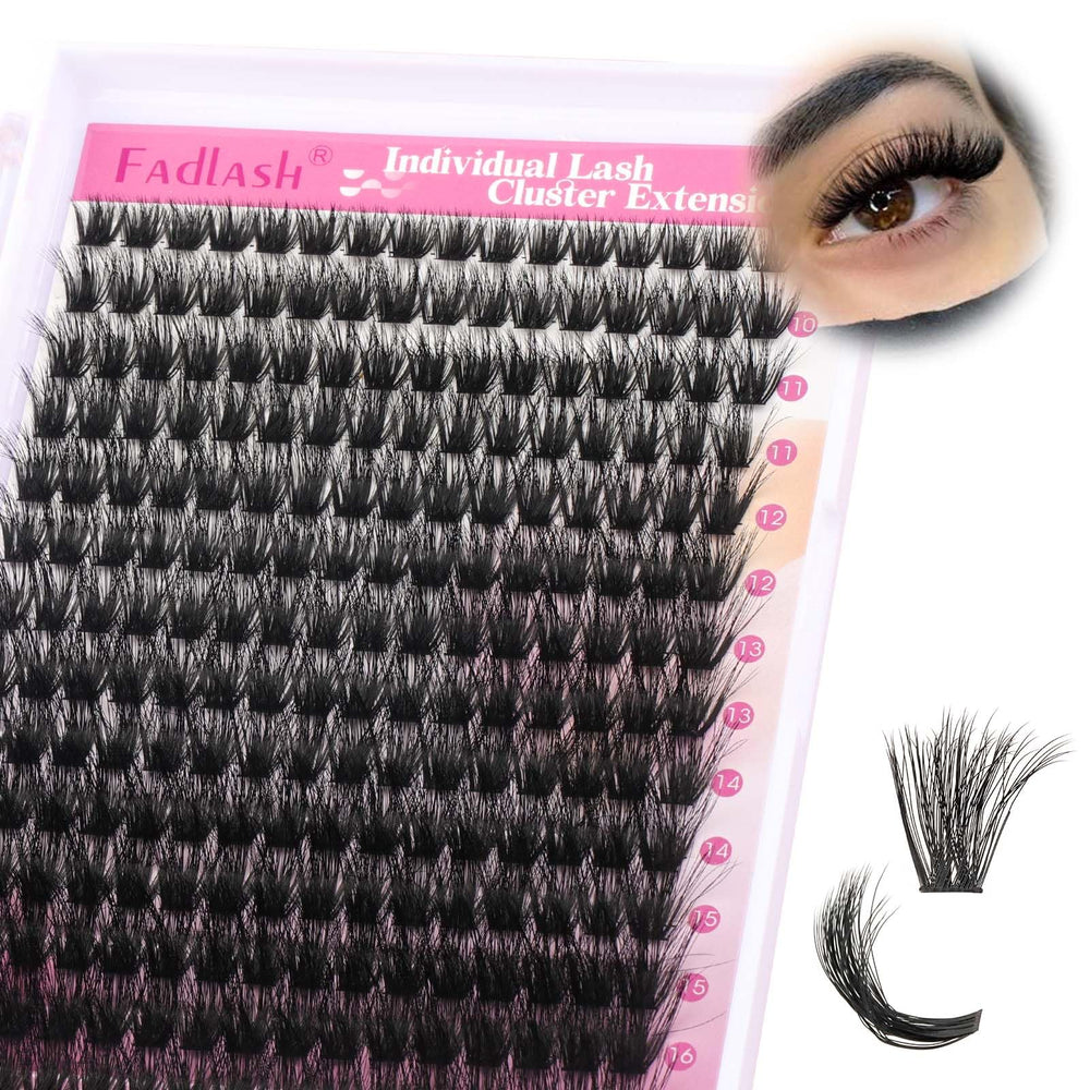 FADLASH Lash Clusters 100D strip closeup shows soft, lightweight lashes for comfortable wear