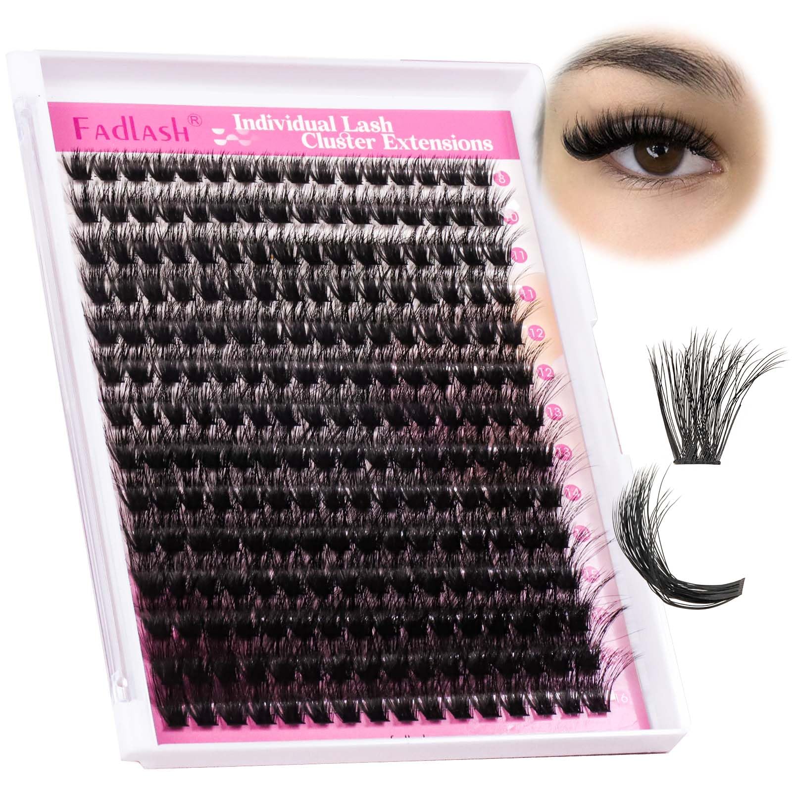 FADLASH Lash Clusters application with tweezers illustrates simple at-home eyelash routine