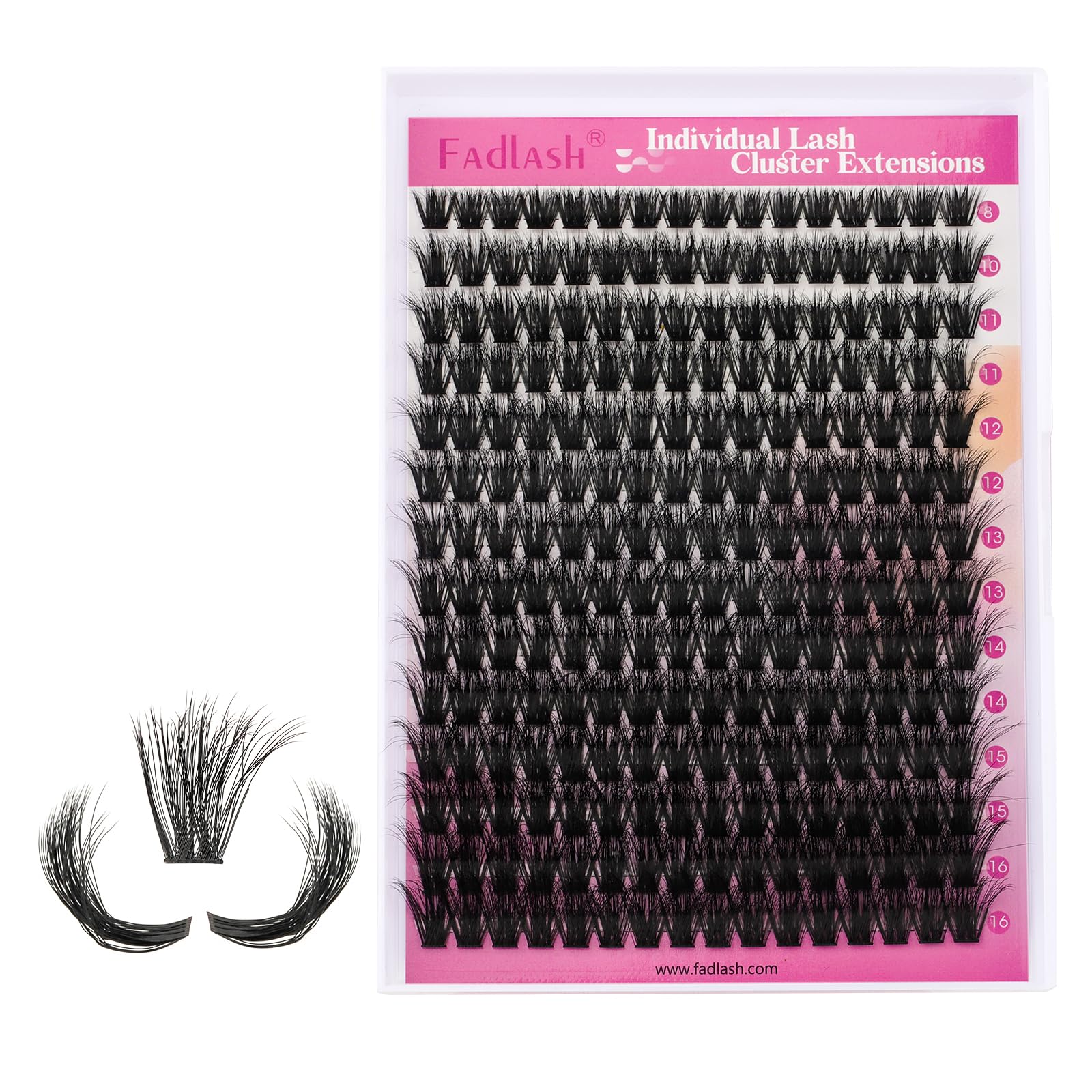FADLASH Lash Clusters packaging detail highlights ready-to-use strips for at-home beauty