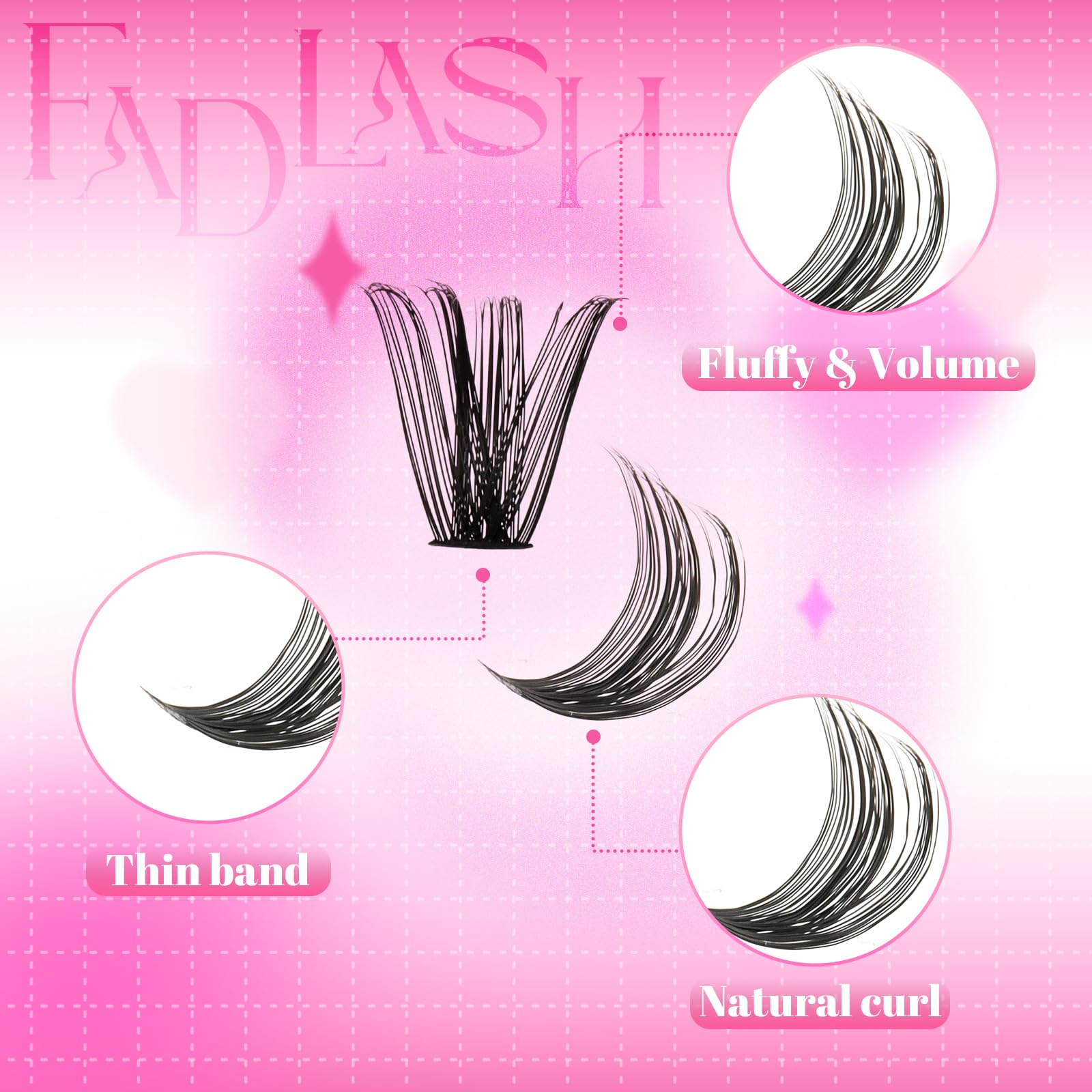FADLASH mixed-length tray displaying 8mm to 16mm clusters for styling