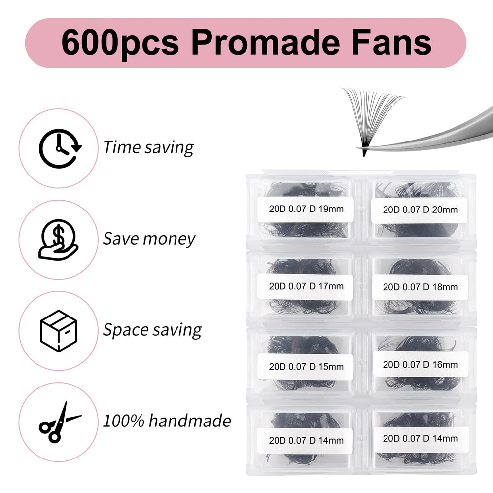 FADLASH 20D premade fans close-up shows slim base for cleaner application.