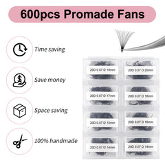 FADLASH 20D premade fans close-up shows slim base for cleaner application.