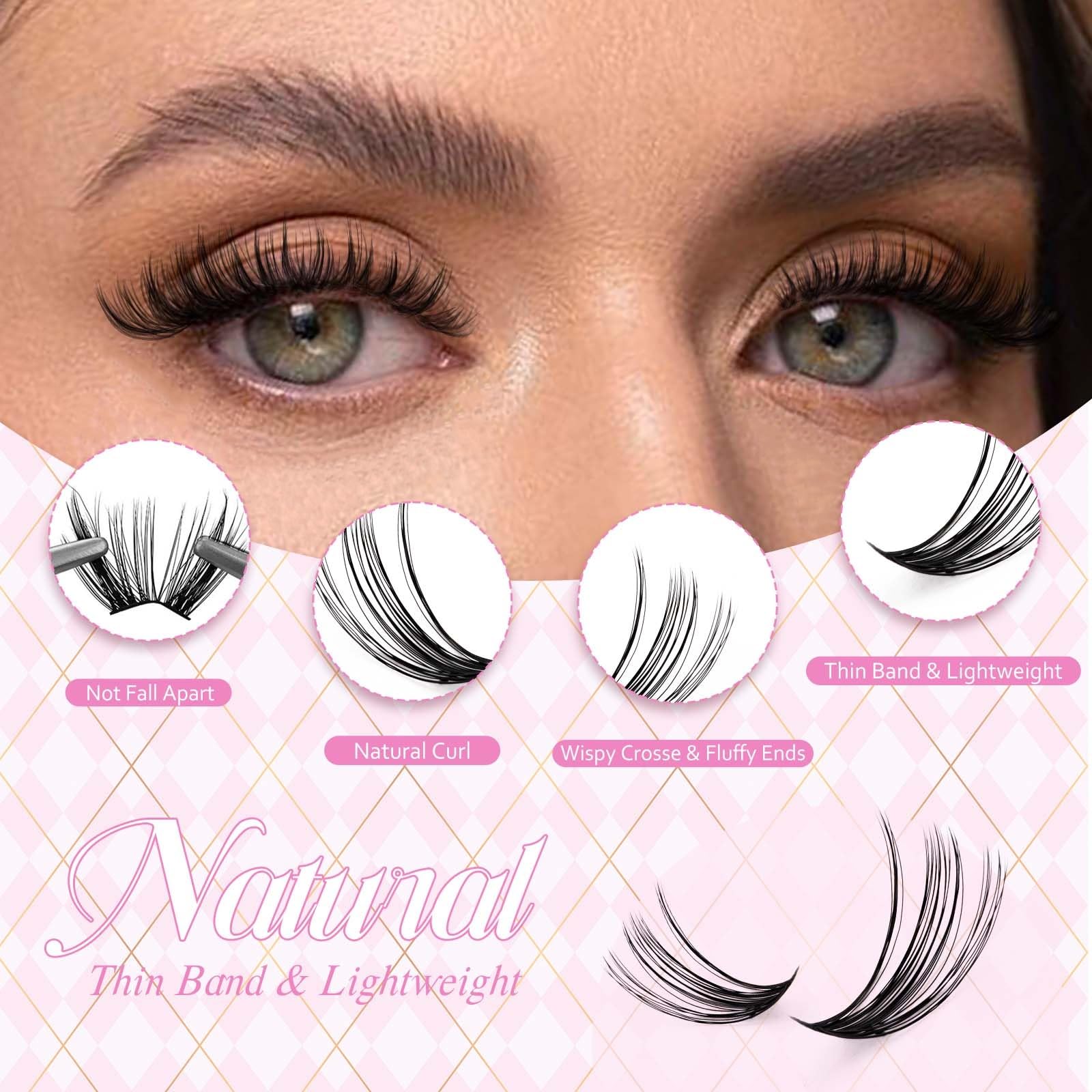 FADLASH wispy lash clusters with soft band for natural daily enhancement