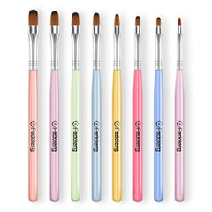 Fadoleng Gel Nail Brush set overview with eight brushes for precise at-home manicures.