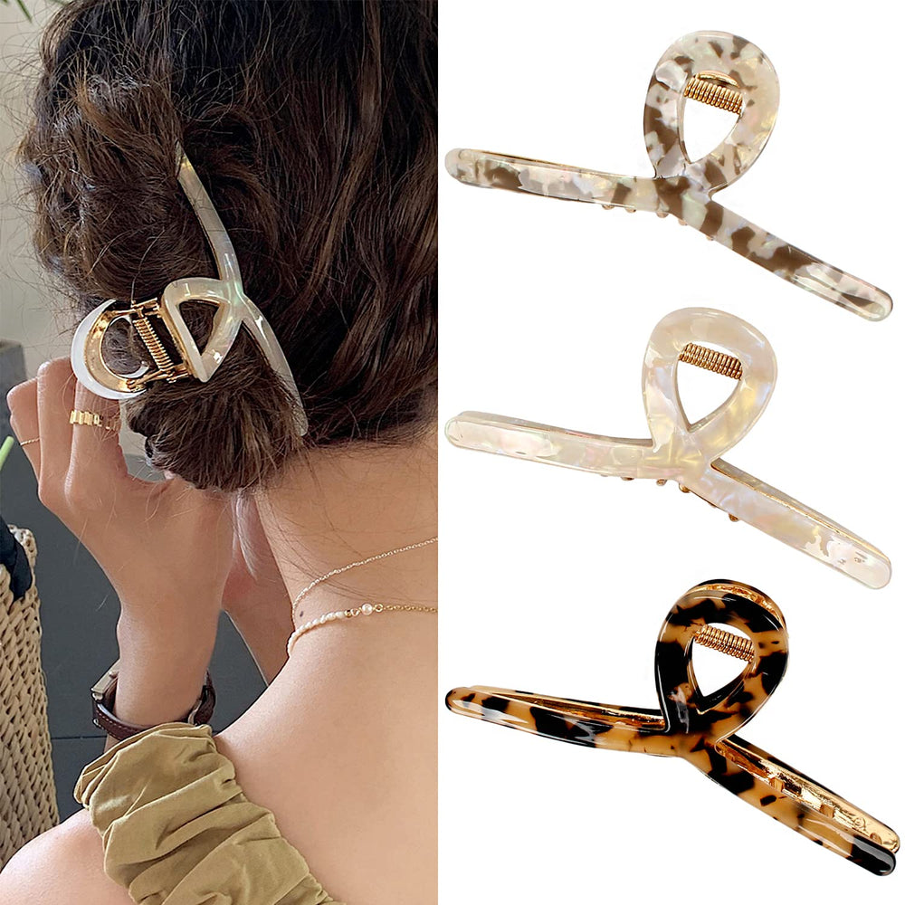 FAELBATY butterfly claw clip in peacock color securing long hair with all-day grip