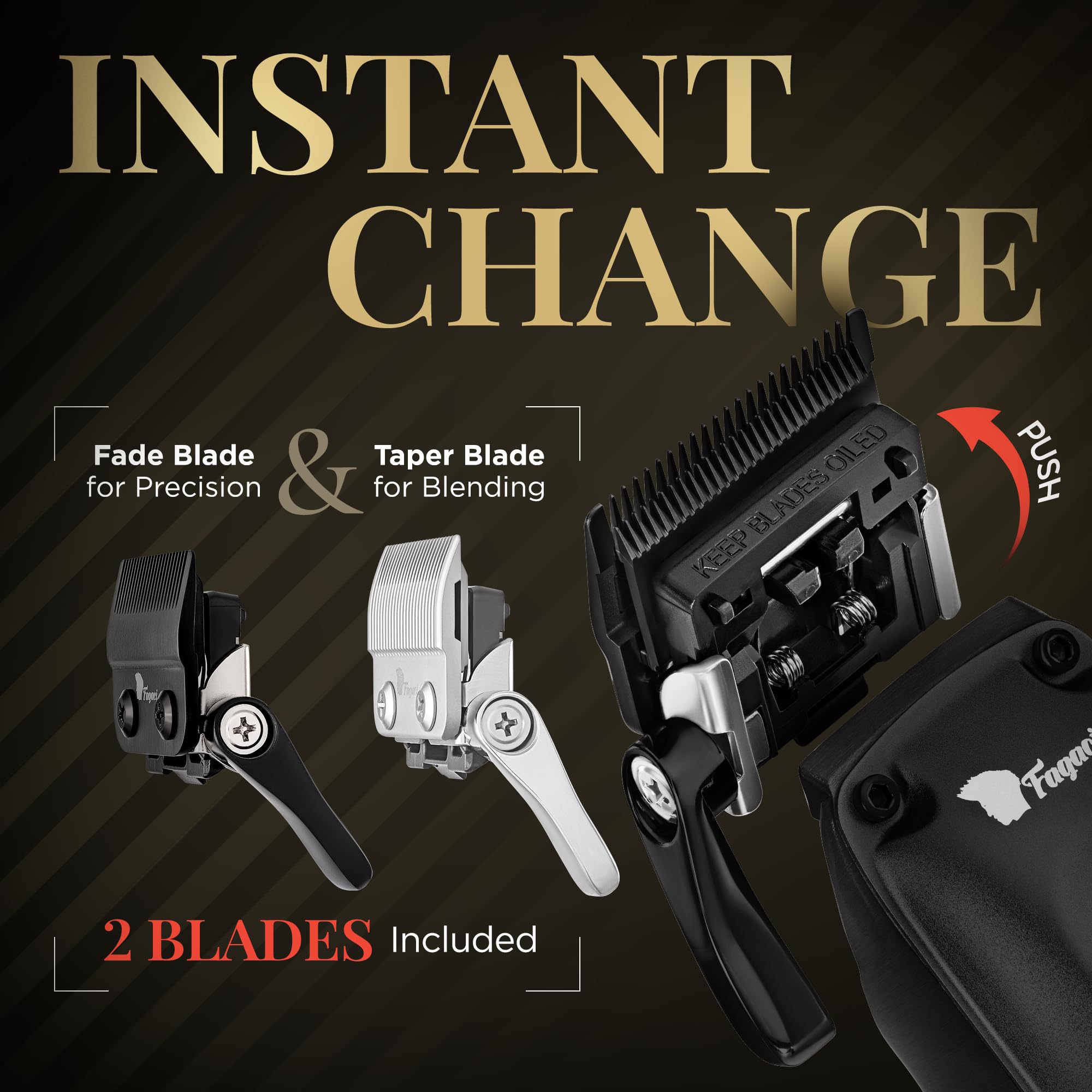 Fagaci Fusion brushless motor 7000rpm for quiet, powerful cutting.