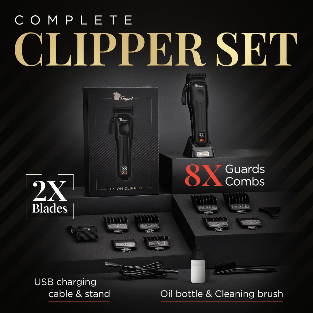 Fagaci Fusion corded-cordless-use clipper enables flexible styling sessions.