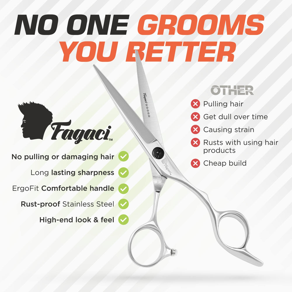 Fagaci hair cutting scissors silent movement for distraction-free trimming