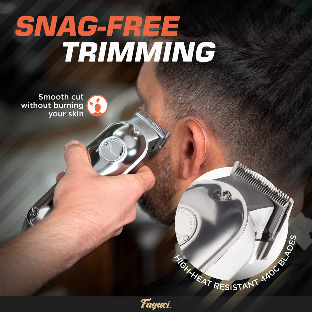 Fagaci cordless design in action highlights flexible salon and home grooming.