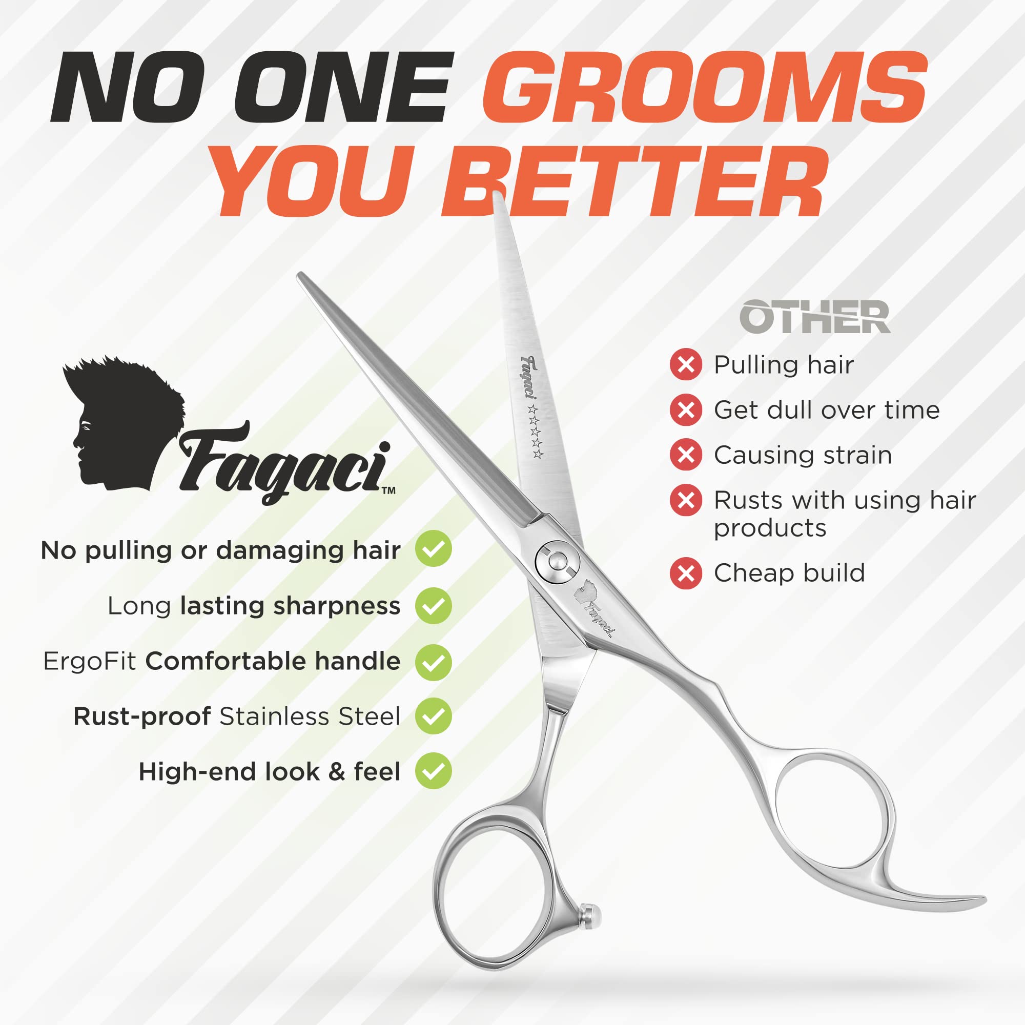 Fagaci ergonomic-handle scissors offer comfortable grip for all-day precision.