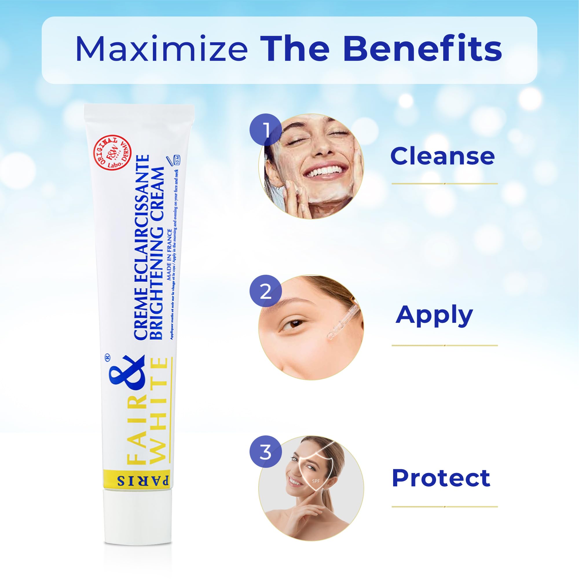 Fair and White Original Skin Brightening Cream packaging front view conveys premium quality