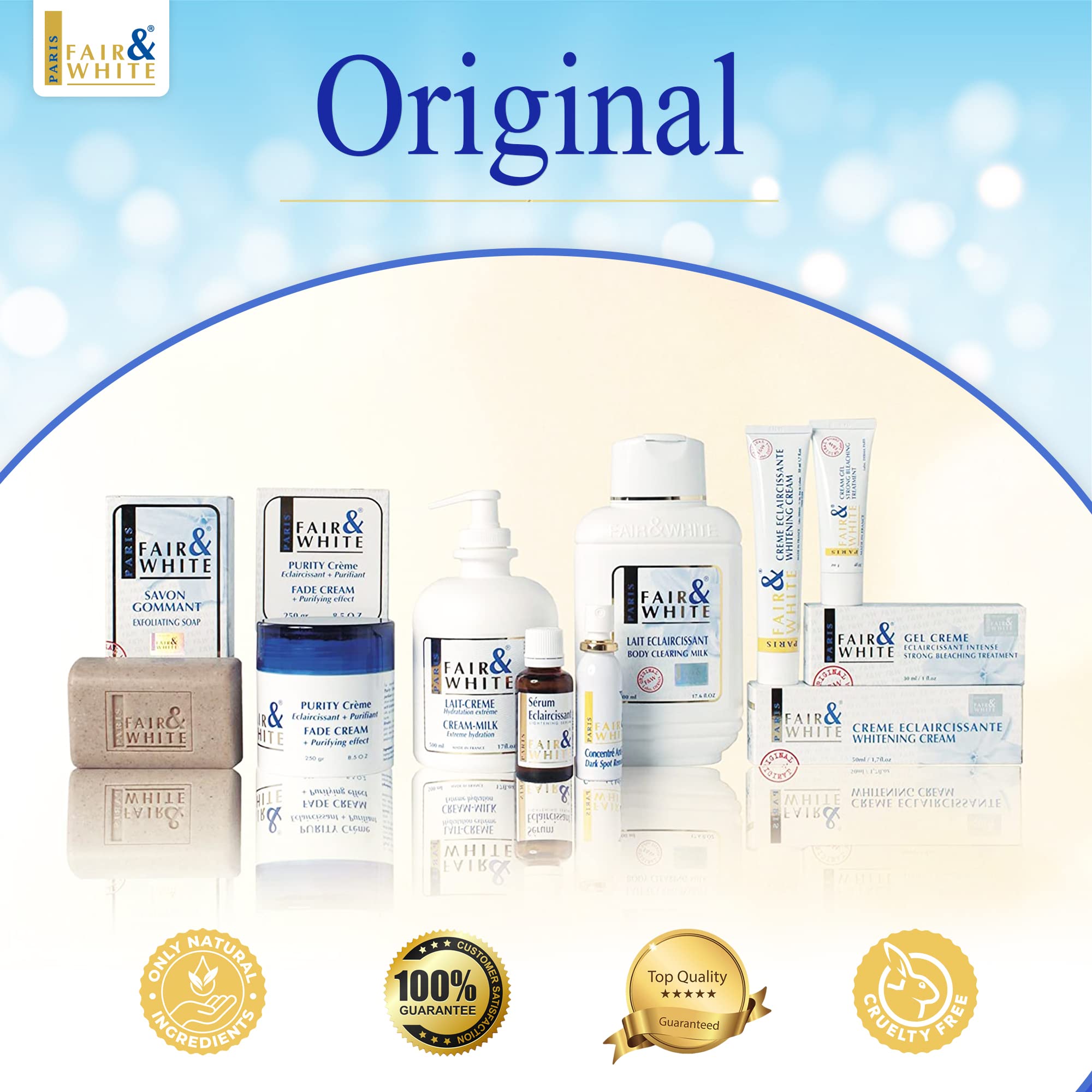 Fair and White Original Skin Brightening Cream store display implying accessible daily care