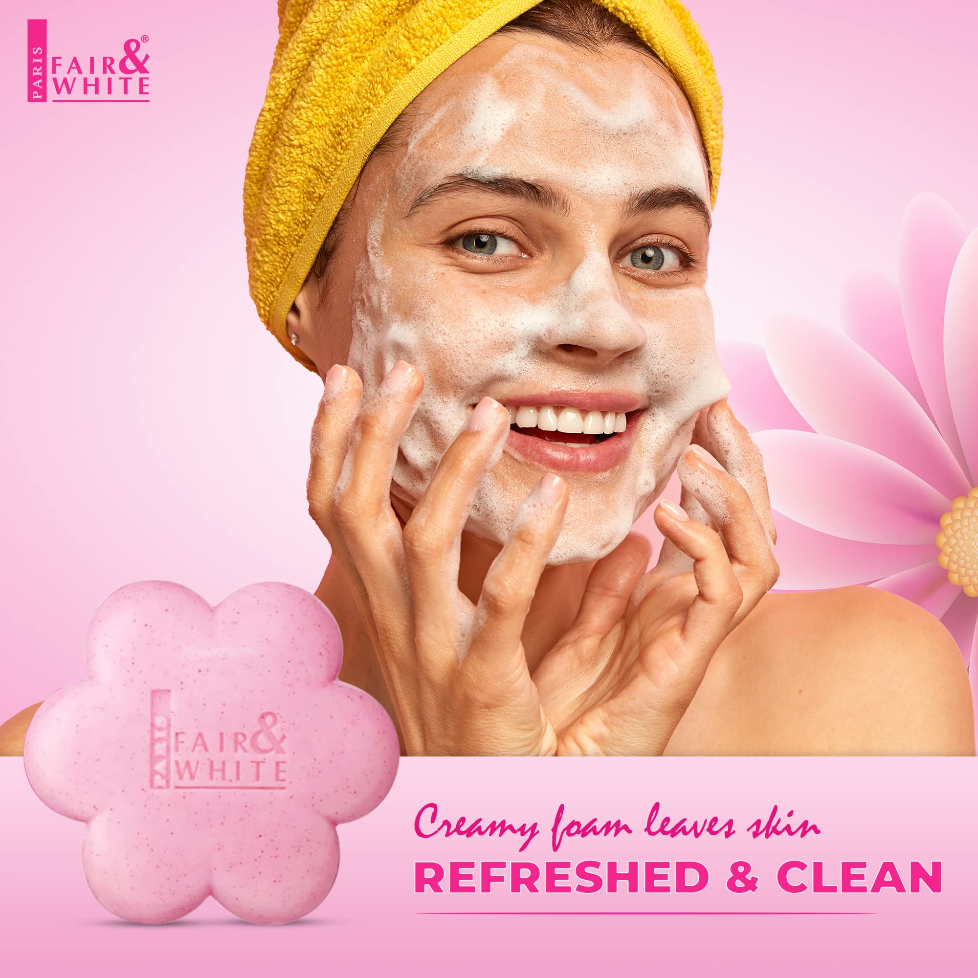 Fair & White So White soap applied on body during routine cleansing.
