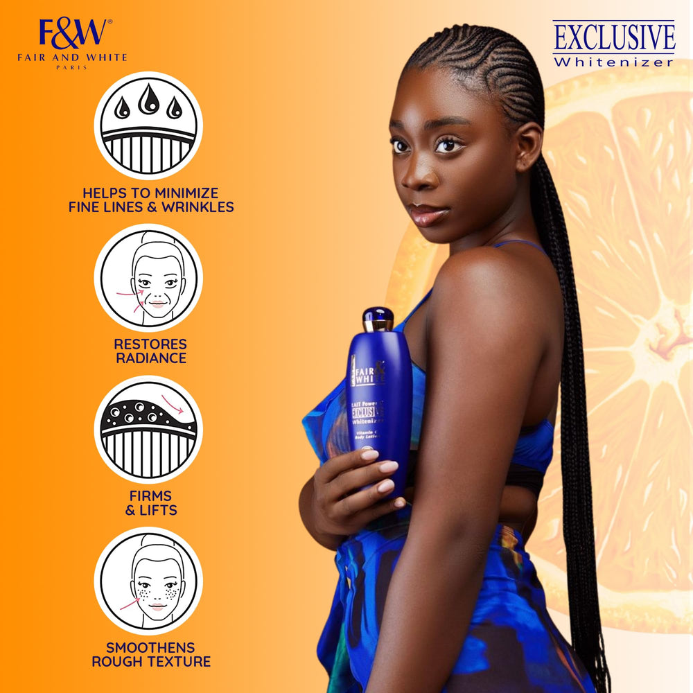 Fair & White exclusive packaging emphasizes premium body care ritual.