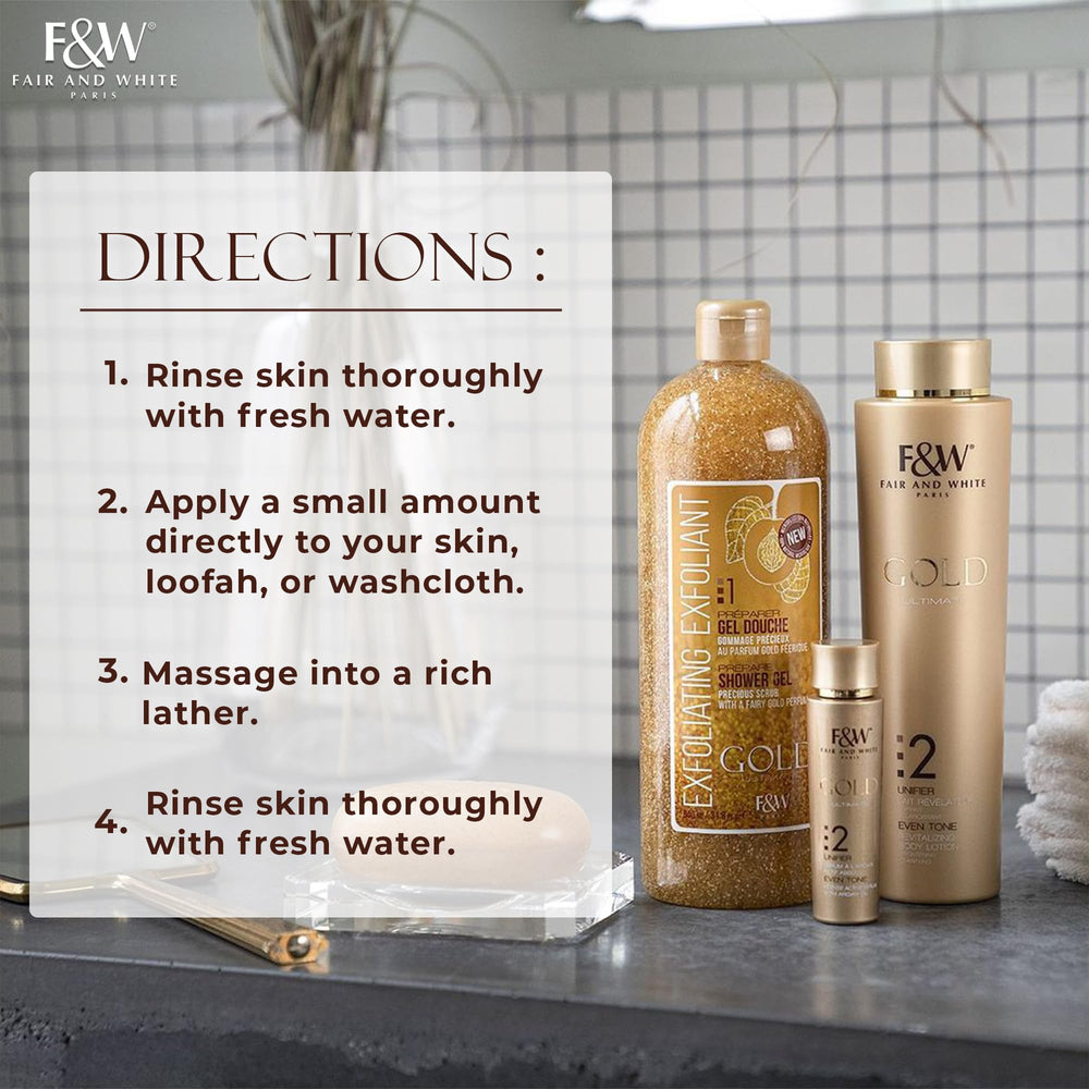 FAIR & WHITE Gold Precious Scrub after-shower glow on radiant skin