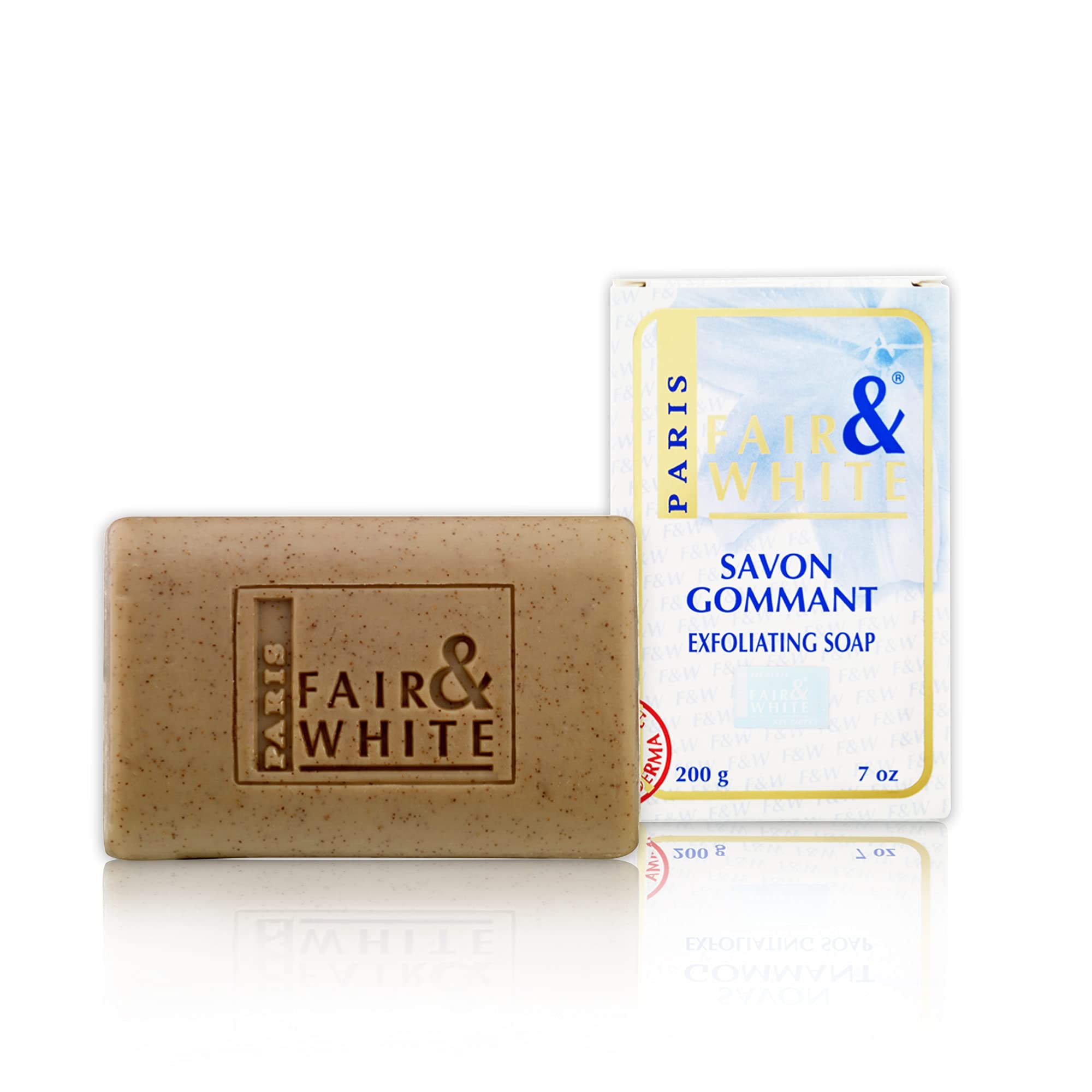 Fair & White Original Exfoliating Soap bar close-up for smoother, brighter-looking skin