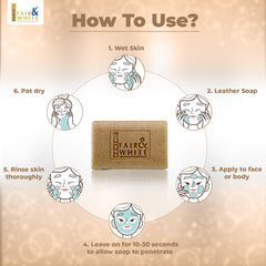 Fair & White Original Exfoliating Soap applied to face for gentle cleansing