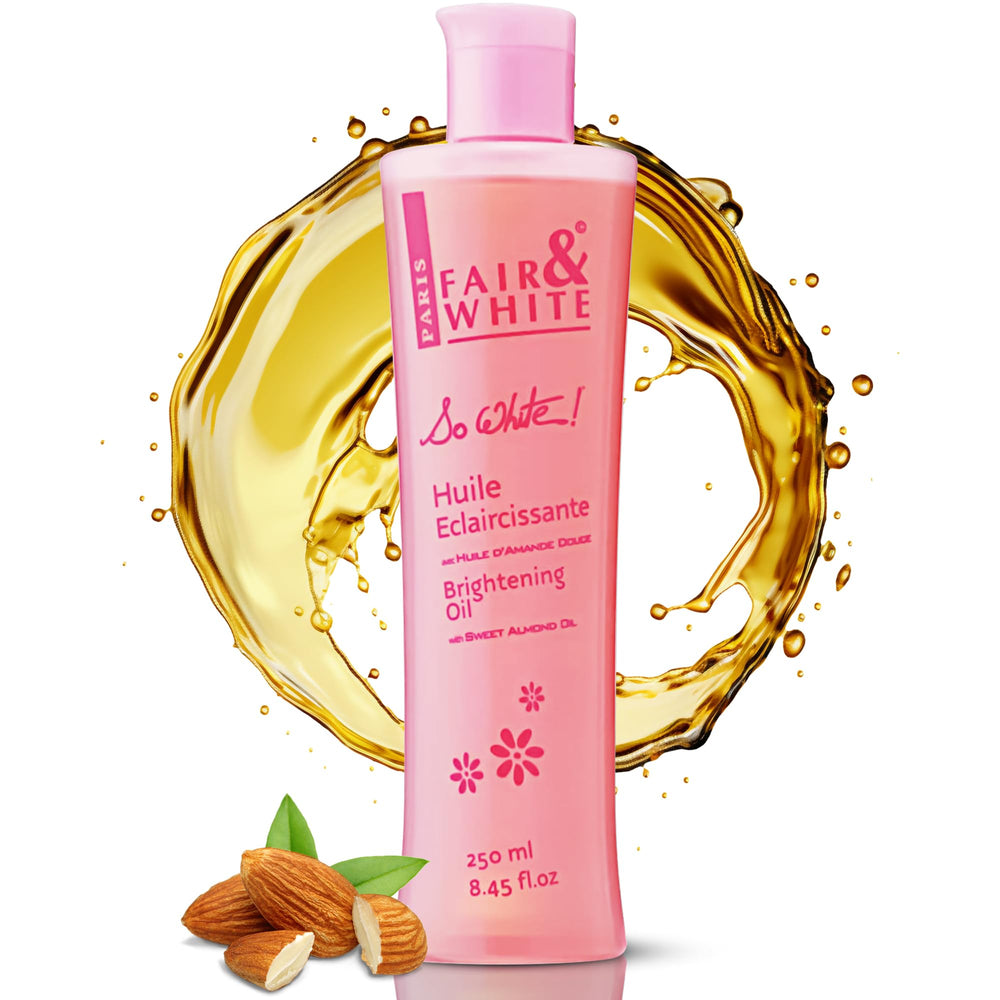 FAIR & WHITE So White bottle-application shows hydrating formula for dry skin.