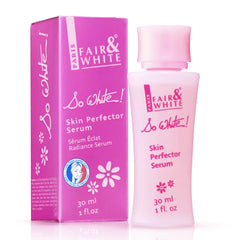 FAIR & WHITE So White serum front bottle showing sleek packaging for daily brightening use