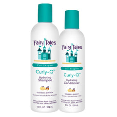 Fairy Tales Curly Q shampoo bottle highlights gentle cleansing for kids' curls.