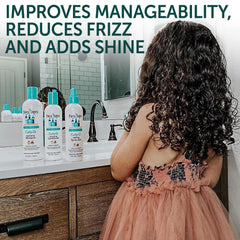 Fairy Tales Curly Q shampoo and conditioner pair shown together on shelf for easy detangling.