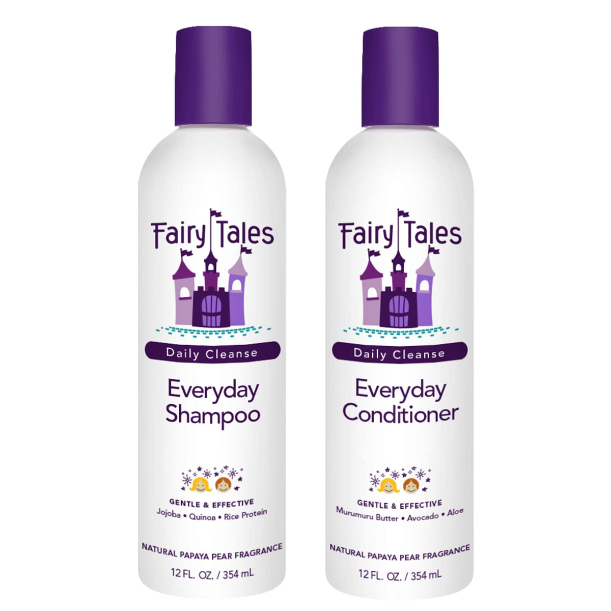 Fairy Tales Daily Cleanse shampoo bottle closeup demonstrating gentle cleansing for kids