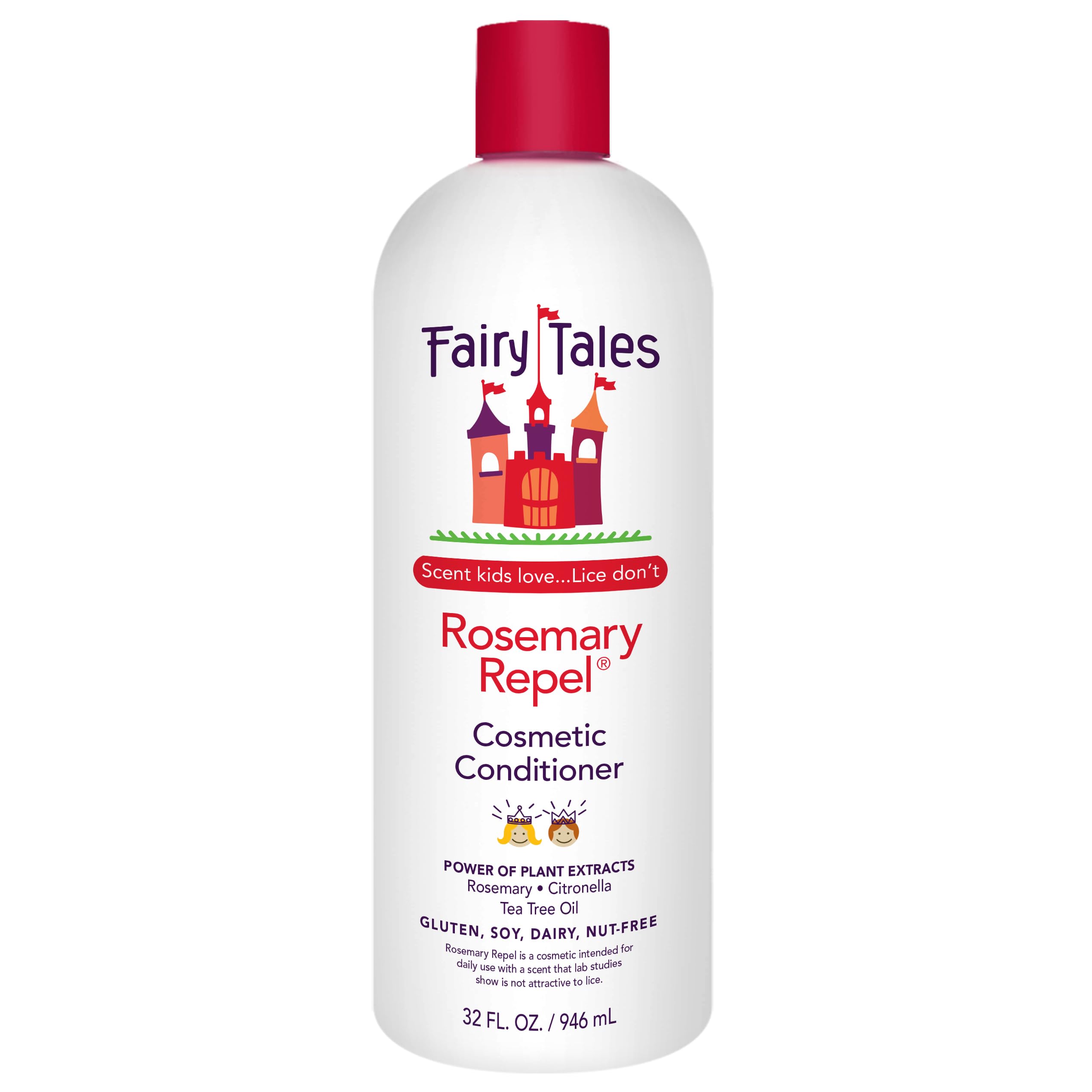 Fairy Tales Rosemary Repel bottle shown for gentle detangling on wet hair.