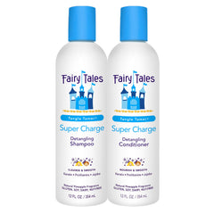 Fairy Tales Tangle Tamer bottle pour showing easy detangling for kids.