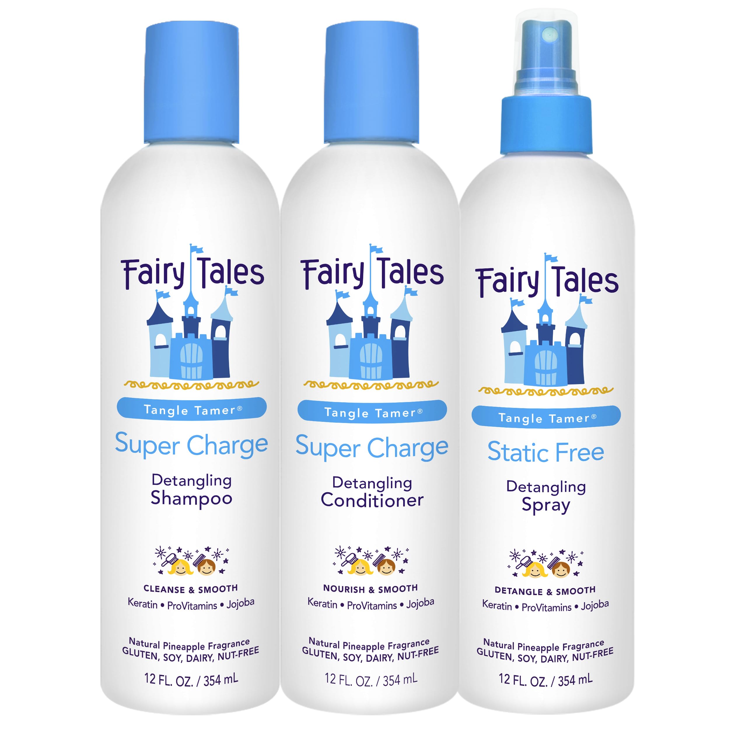 Fairy Tales Tangle Tamer shampoo bottle for easy detangling and kid-friendly cleansing.