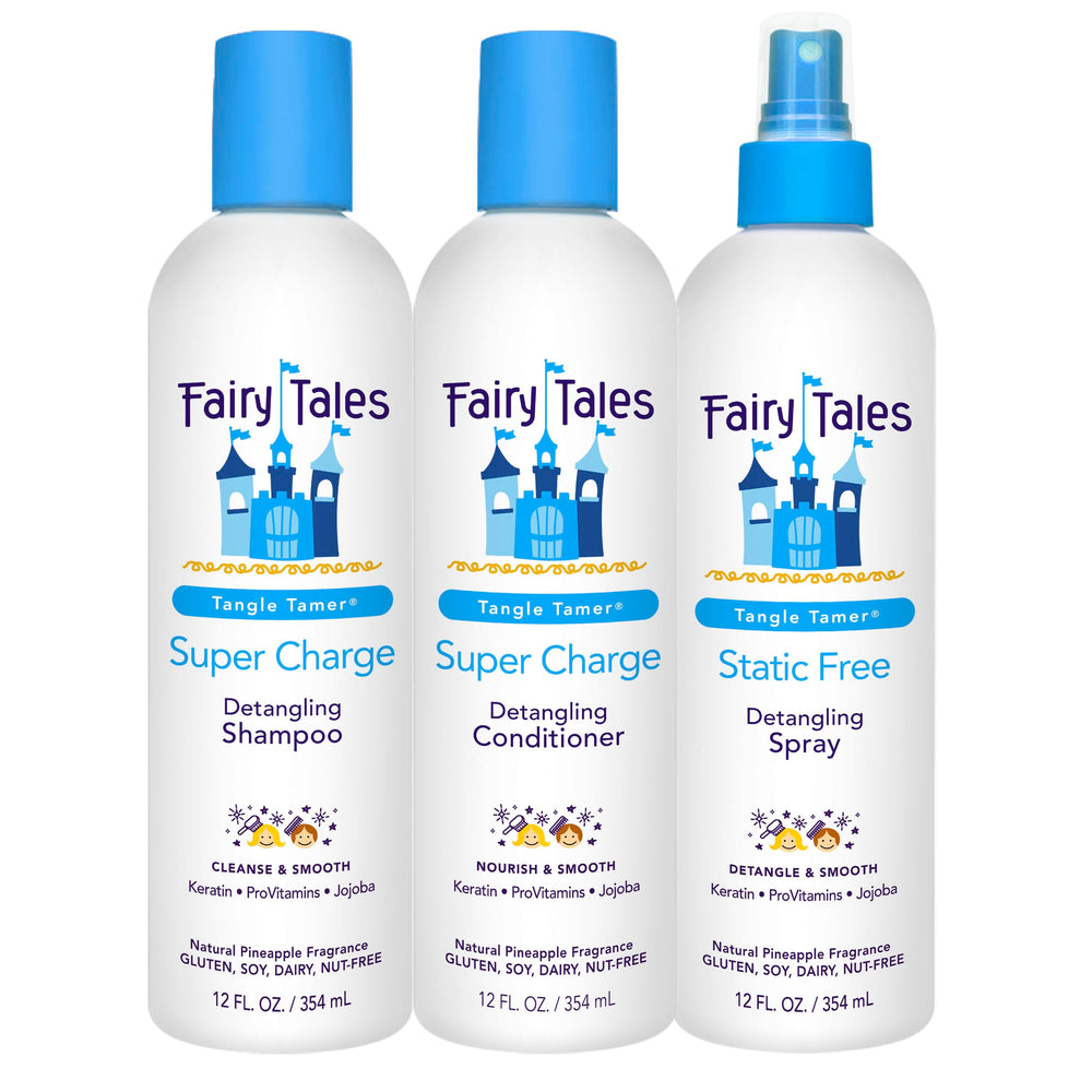 Fairy Tales Tangle Tamer shampoo bottle for easy detangling and kid-friendly cleansing.
