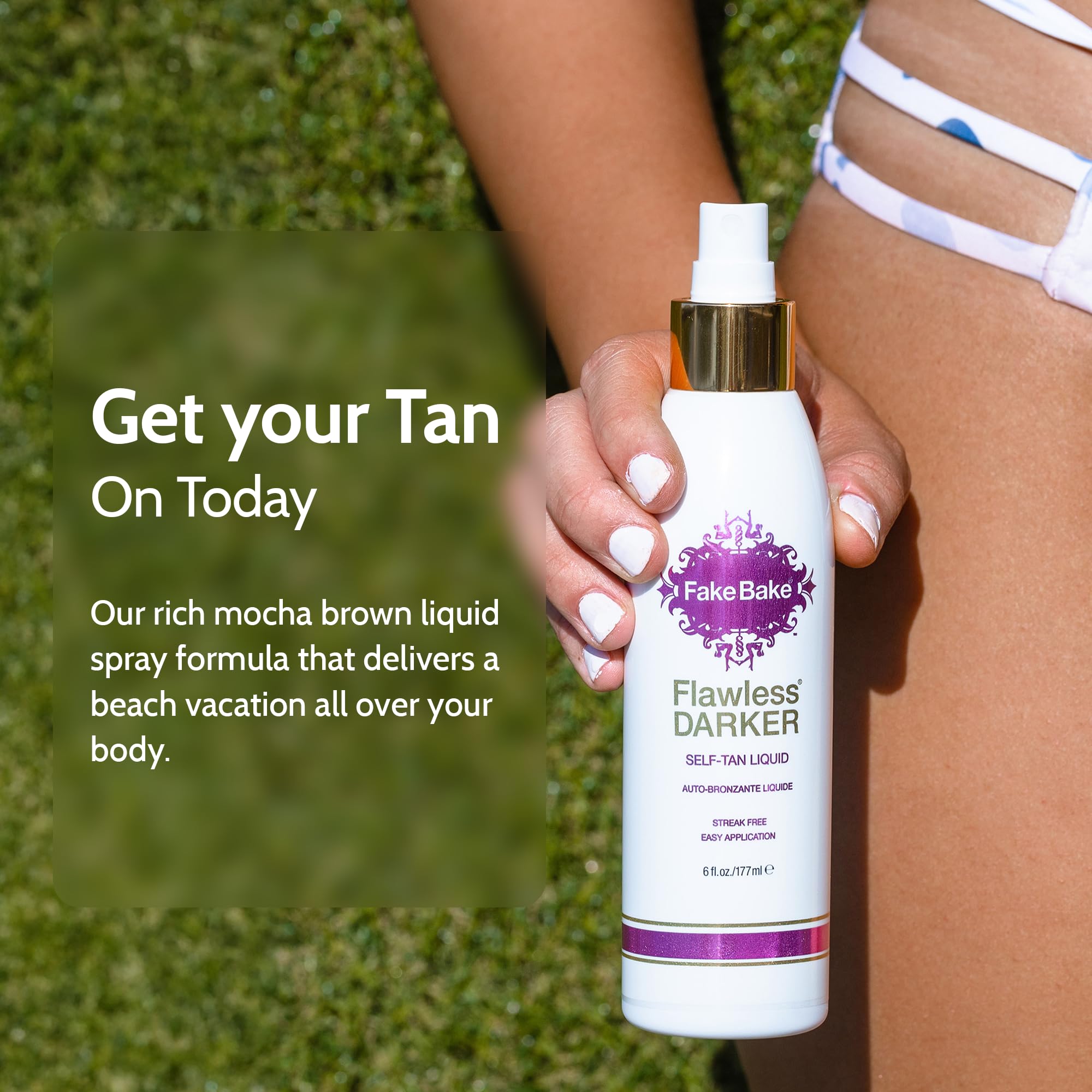 Fake Bake Flawless Darker self-tanner with mitt supports smooth, streak-free bronzing.