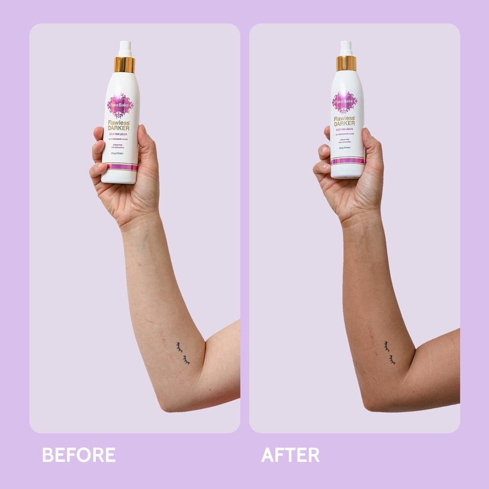Fake Bake Flawless Darker application glove and tanner ready for quick on-the-go bronzing.