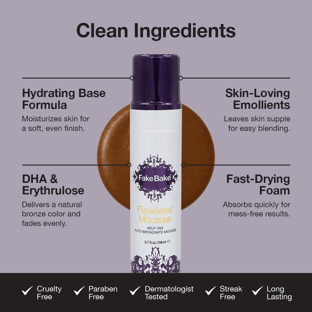 Fake Bake Flawless Self-Tanning Mousse foam drying on skin.
