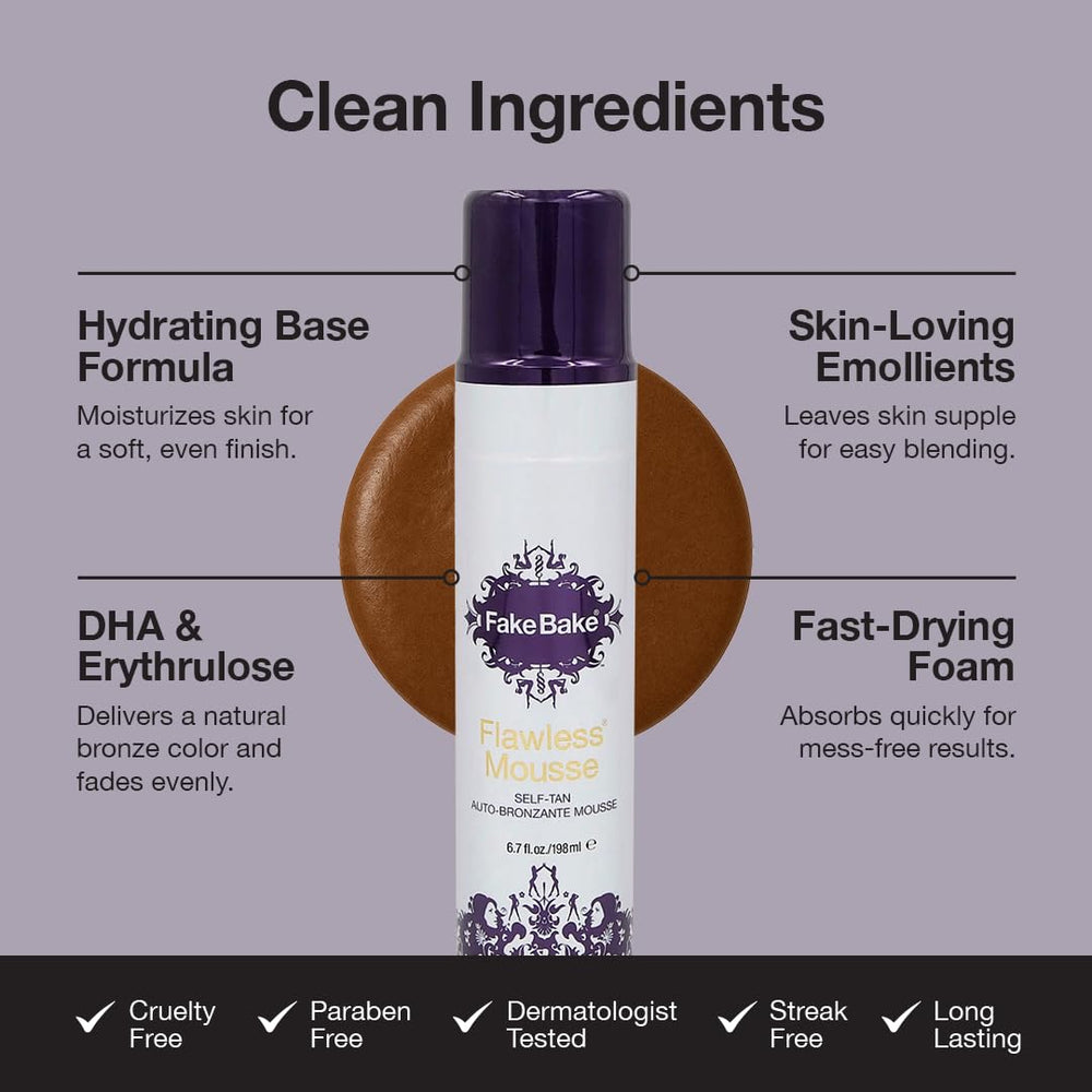 Fake Bake Flawless Self-Tanning Mousse foam drying on skin.