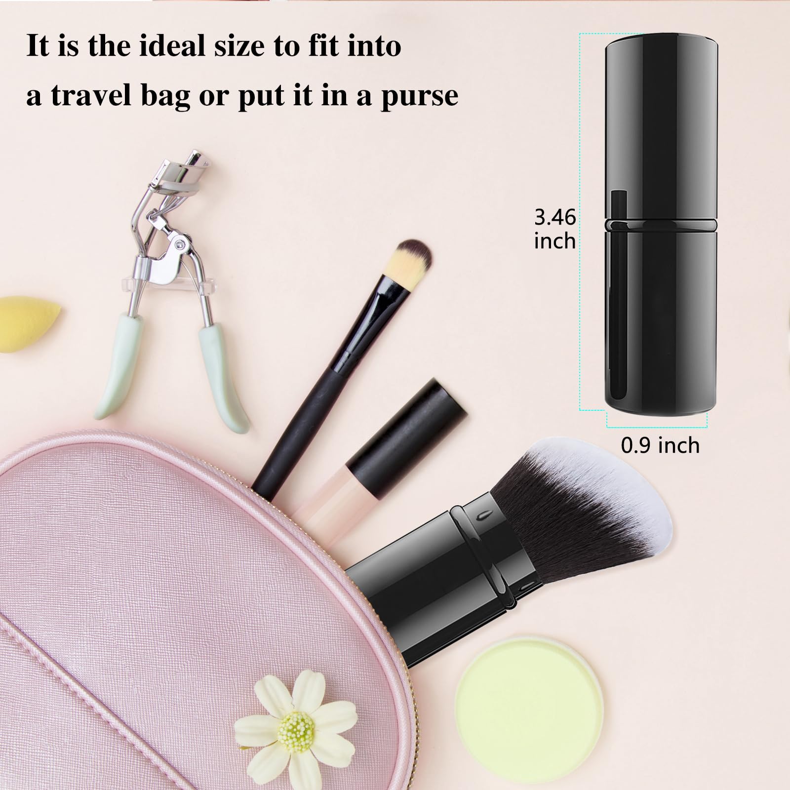 Falliny angled brush enables precise blush, bronzer, and highlighter application.