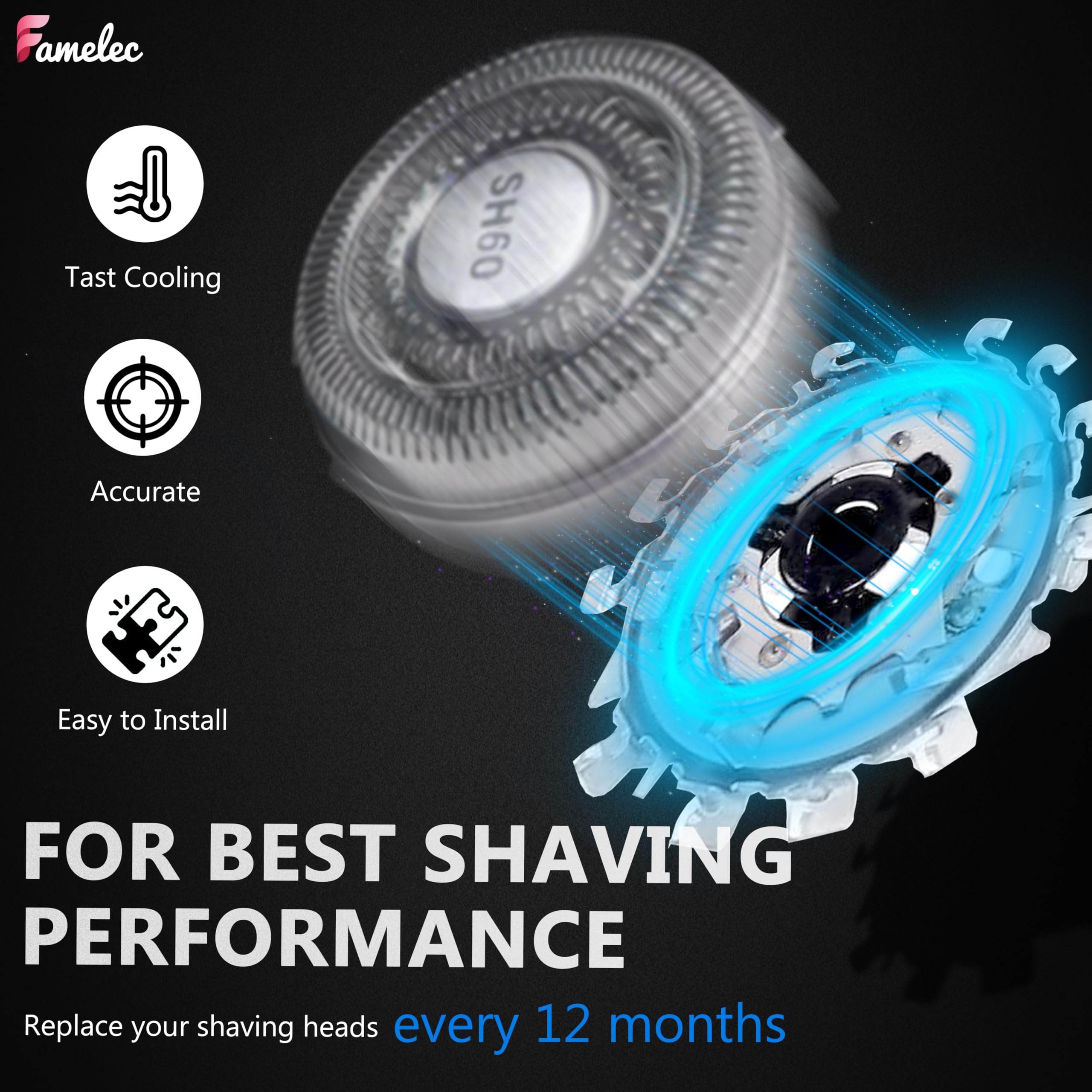 FAMELEC durability-tested replacement heads promise long-lasting performance.