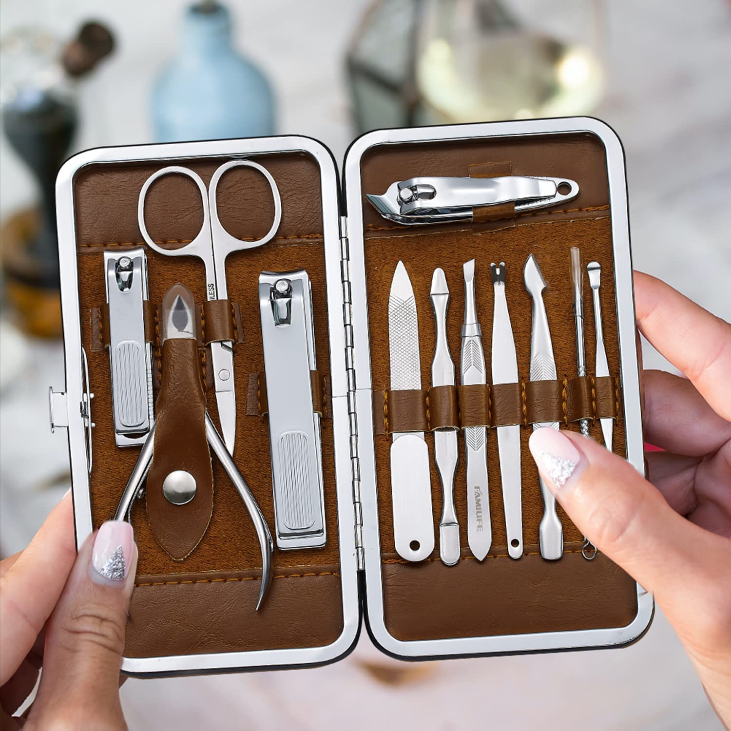 FAMILIFE cuticle cleaner tool and ear pick, essential grooming duo for upkeep.