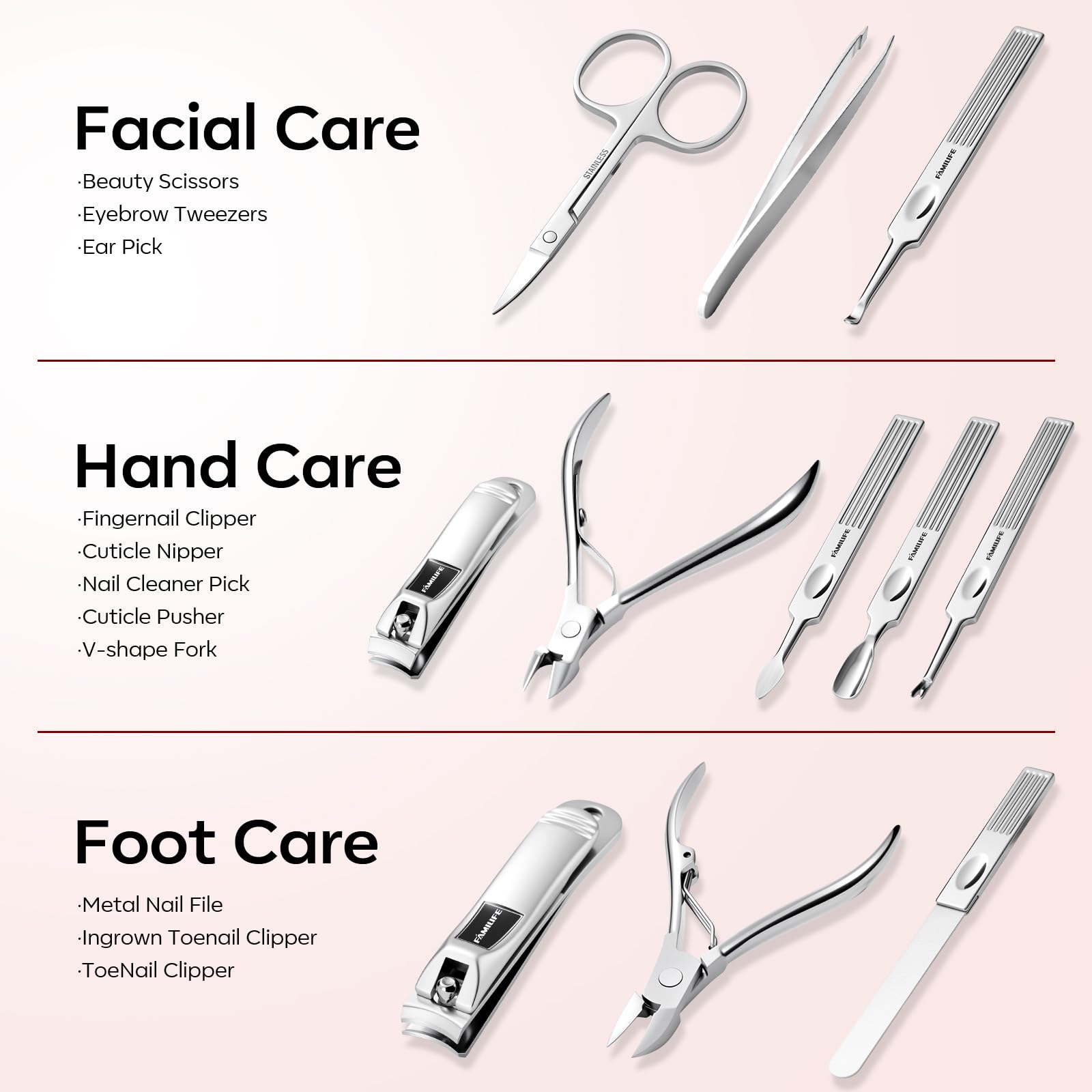 FAMILIFE cuticle nipper stainless steel closeup for ingrown nail care