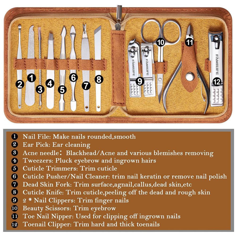 FAMILIFE cuticle tools including pushers and trimmers for nail maintenance