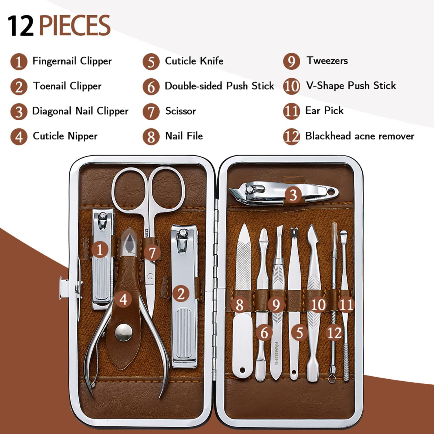 FAMILIFE eyebrow tweezers, slim tips for precise brow shaping.