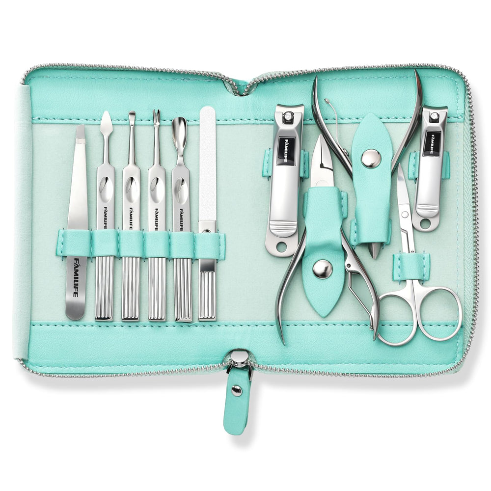 FAMILIFE green travel case closed ready for storage and travel